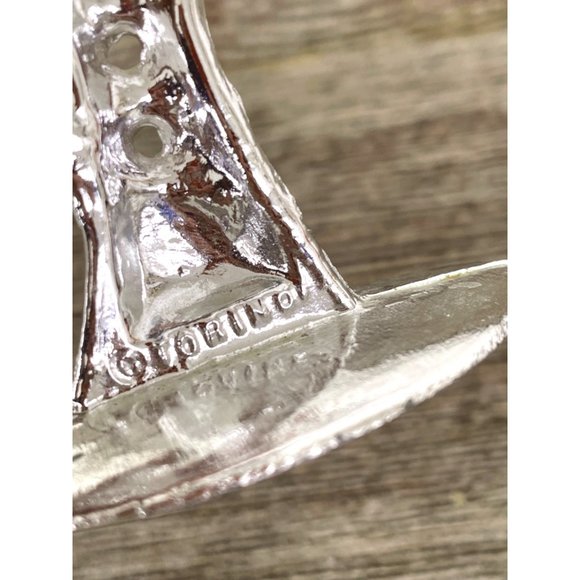 Vintage 1970s Torino Earring Holder Stand Hippy LOVE Silvertone - Picture 5 of 7